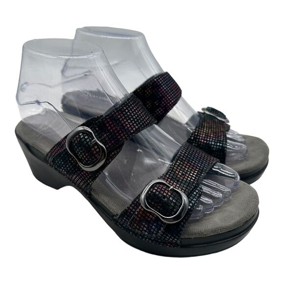 Dansko Sandals Women's Sz US 7 EU 37 Rainbow Strap Sophie‎ Wedge Slip On Casual - Picture 1 of 11